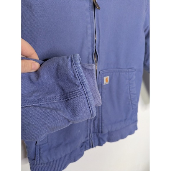Carhartt Sherpa Duck Canvas Jacket Kids Girl's 7/8 Small Hooded Insulated Winter - Picture 3 of 12